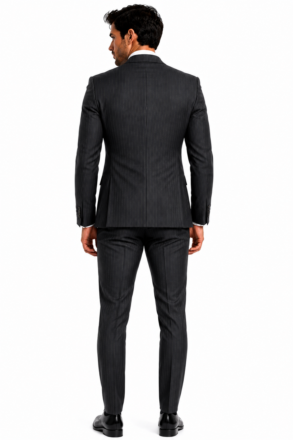 825-159 CHARCOAL PINSTRIPE 100% WOOL
