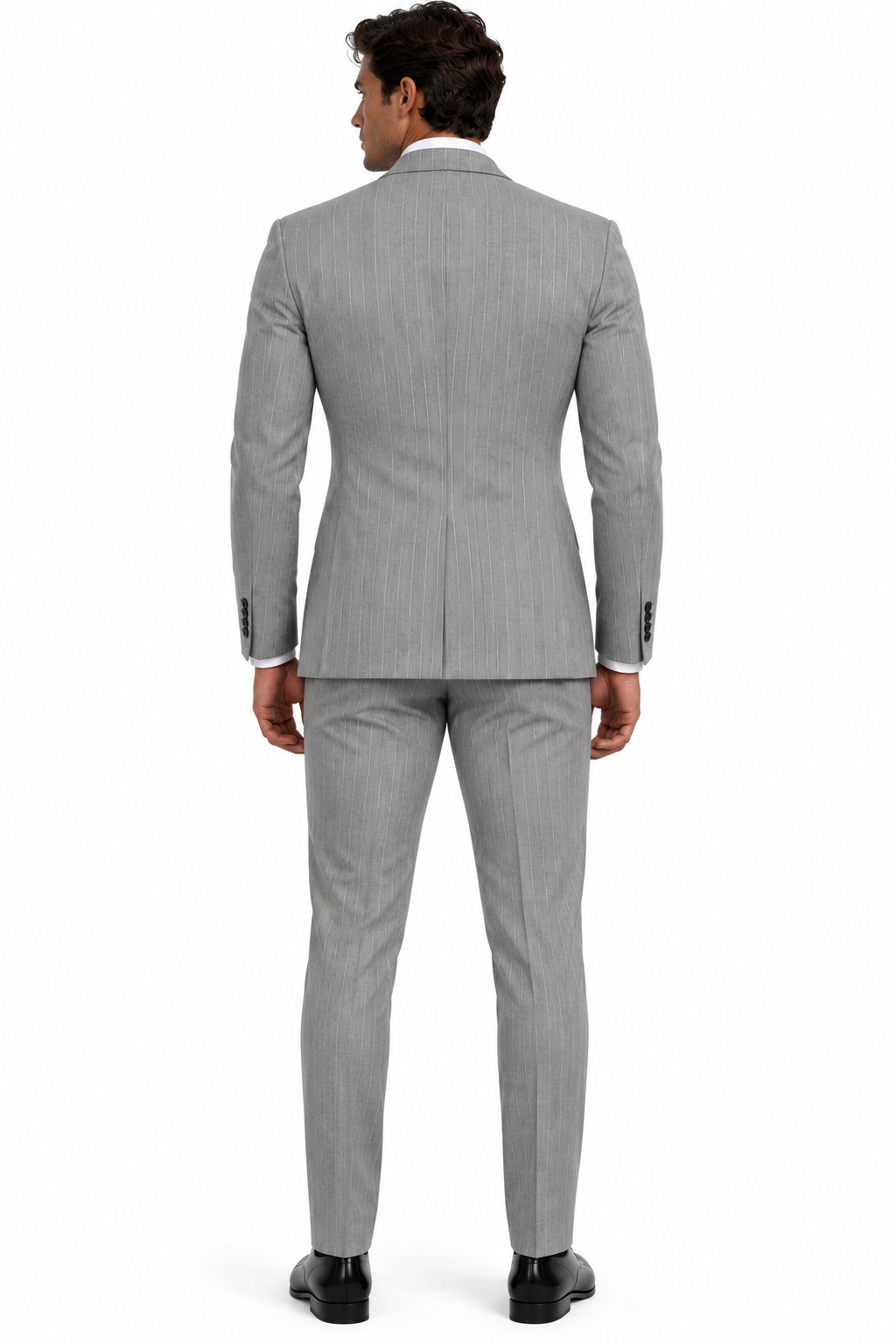 825-228 LIGHT GREY PINSTRIPE 100% WOOL