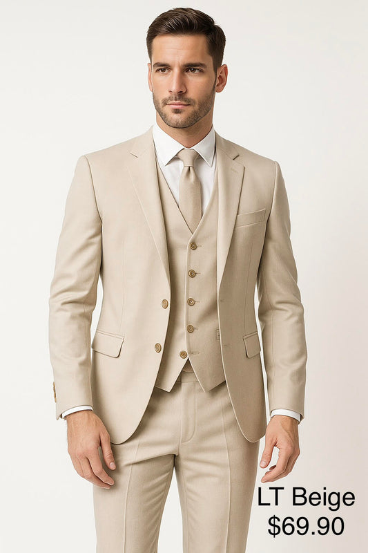 3 Piece TR Suit - LT Beige